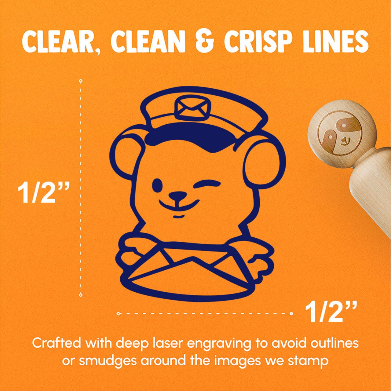Mailman Postman Bear with Letter Cute Rubber Stamp for Stamping Crafting Planners